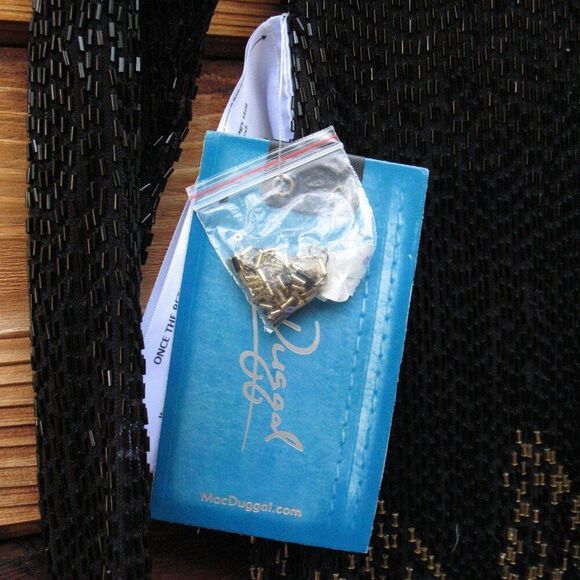 MAC DUGGAL 93584 Long Sleeve Beaded Fringe Evening Gown Dress - Picture 11 of 15